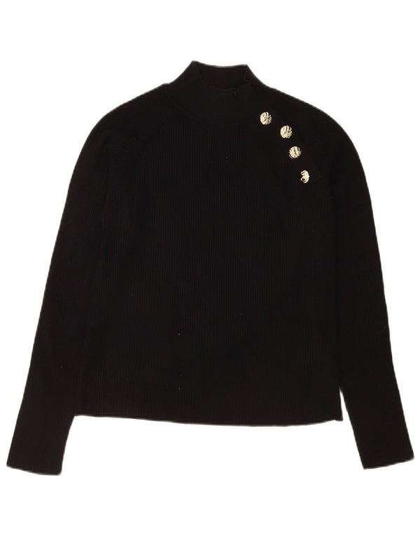 Top corto da donna Zara a maniche lunghe UK 14 grande viscosa nera
