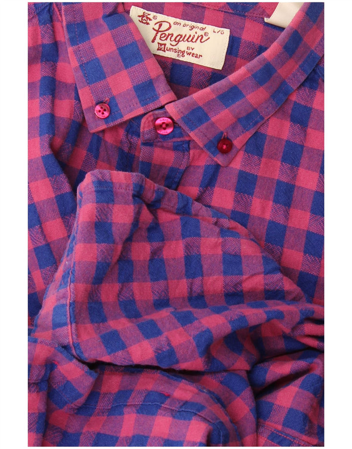 Penguin Camicia a maniche corte da uomo grande a quadretti rosa