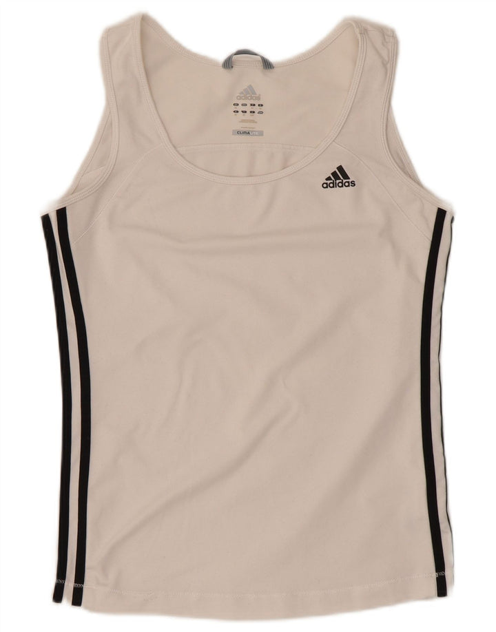 Canottiera ADIDAS da donna Climalite UK 16 grande poliestere bianco