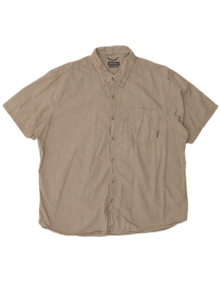 Camicia a maniche corte da uomo Eddie Bauer XL in cotone maculato grigio
