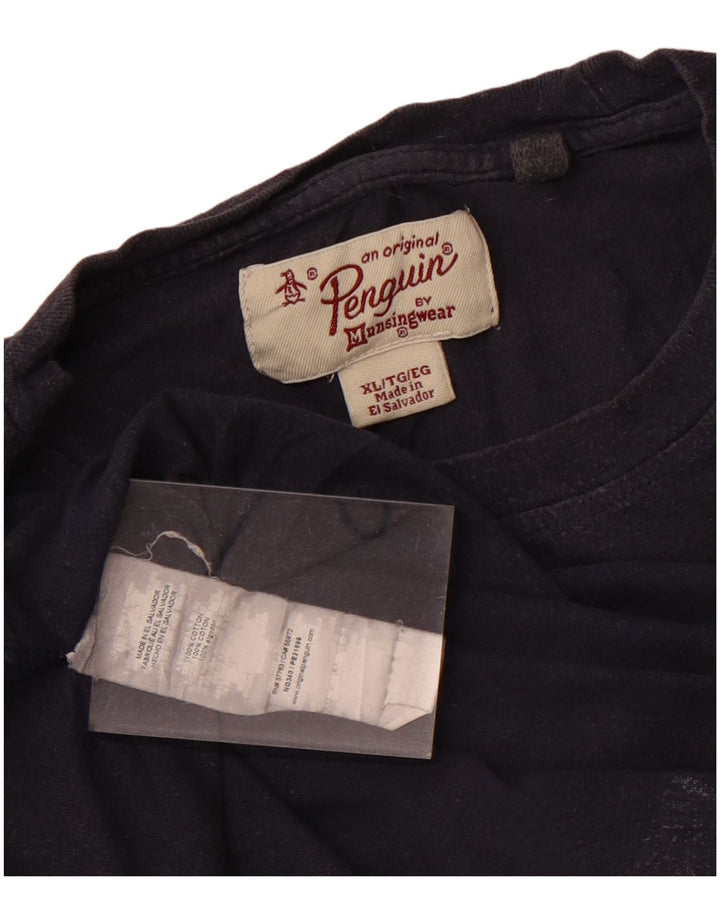 T-shirt grafica da uomo Penguin Top XL in cotone blu navy
