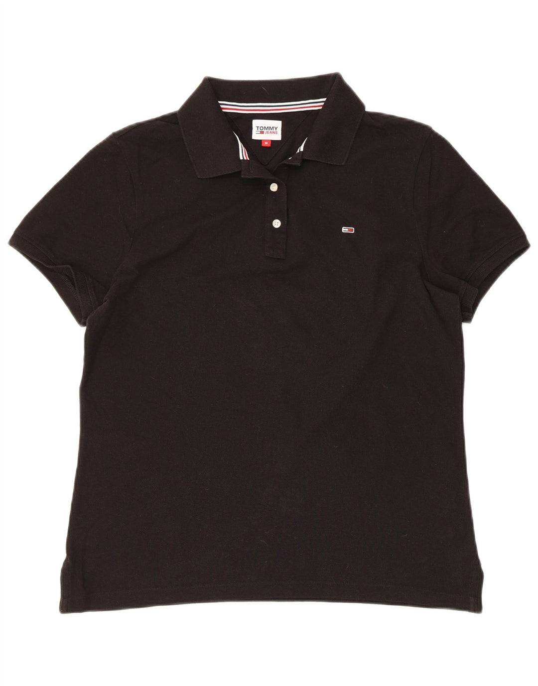 TOMMY HILFIGER Polo da donna UK 14 cotone nero medio