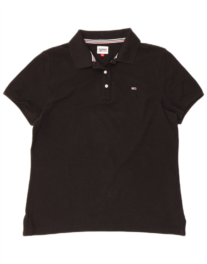 TOMMY HILFIGER Polo da donna UK 14 cotone nero medio