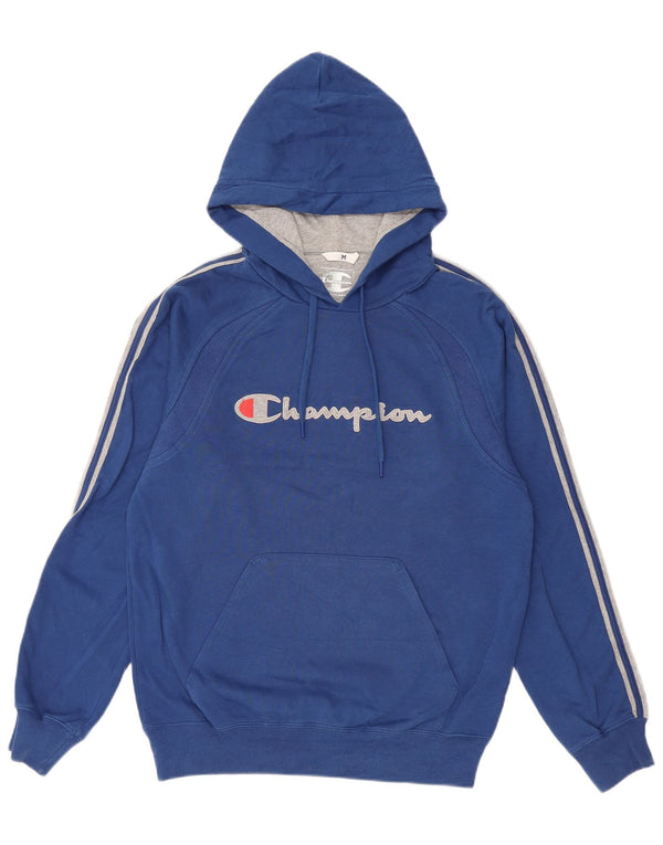 Maglione con cappuccio grafico da uomo CHAMPION in cotone blu medio