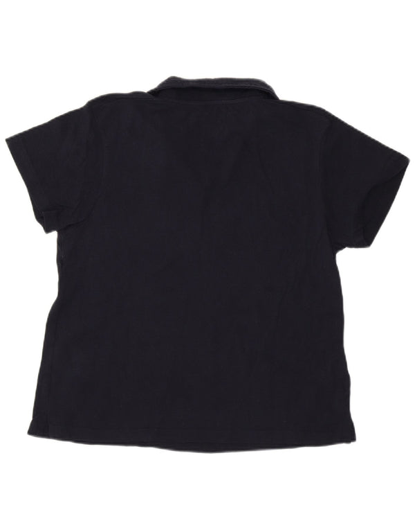 AVIREX Womens Polo Shirt UK 14 Medium Navy Blue Cotton