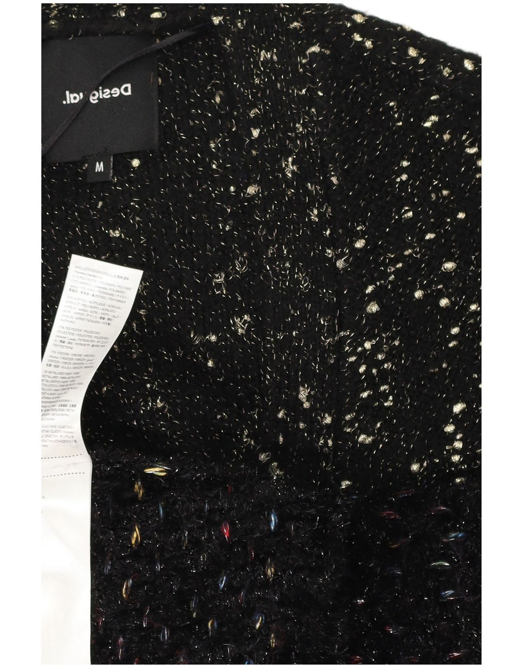 Desigual Womens Longline Cardigan Sweater UK 14 Medium Black Flecked