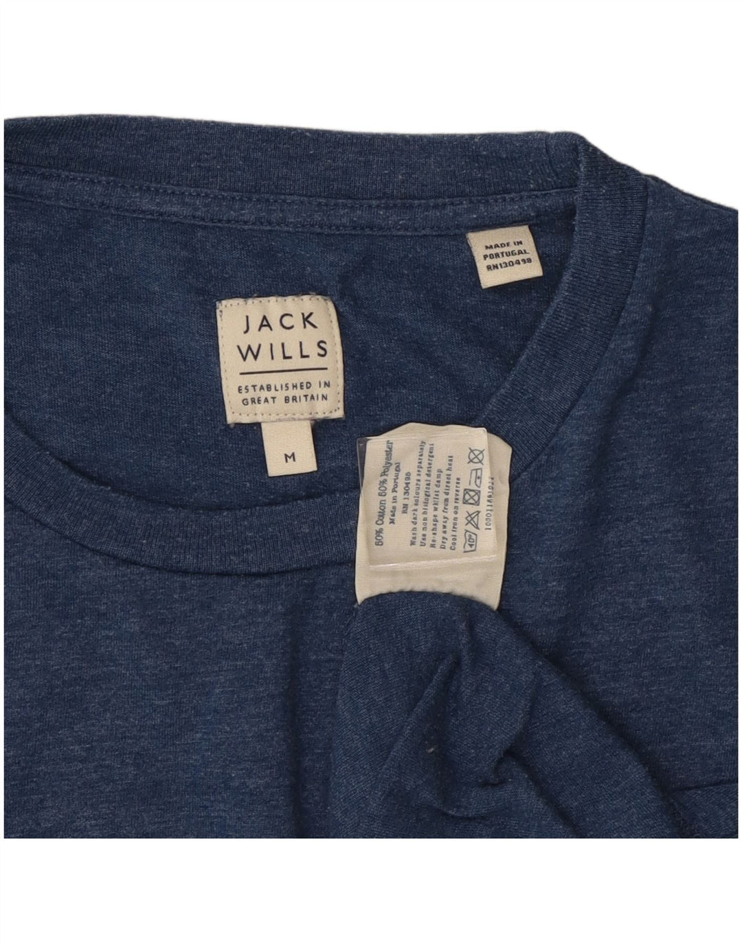 JACK WILLS T-shirt grafica da uomo Top in cotone screziato blu medio