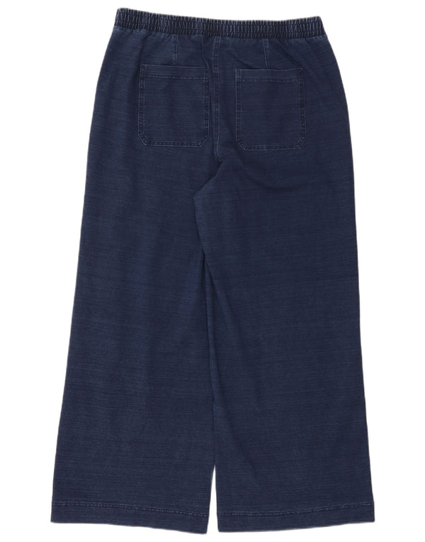 Marks & Spencer Womens Wide Leg Jeans UK 14 Large W34 L28 Navy Blue Cotton