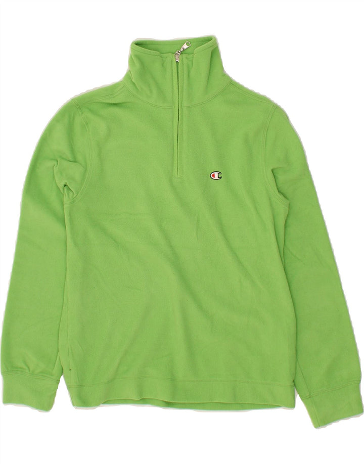 CHAMPION Boys Zip Neck Fleece Jumper 9-10 Years Medium  Green Polyester Vintage Champion and Second-Hand Champion from Messina Hembry 