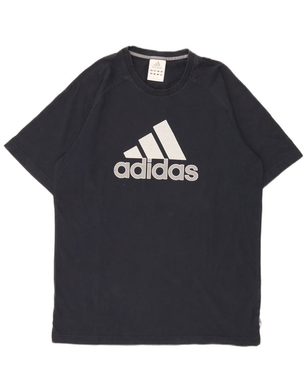 T-shirt grafica da uomo Adidas Top in cotone blu navy medio