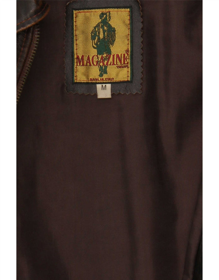 Gilet in pelle da uomo vintage marrone medio