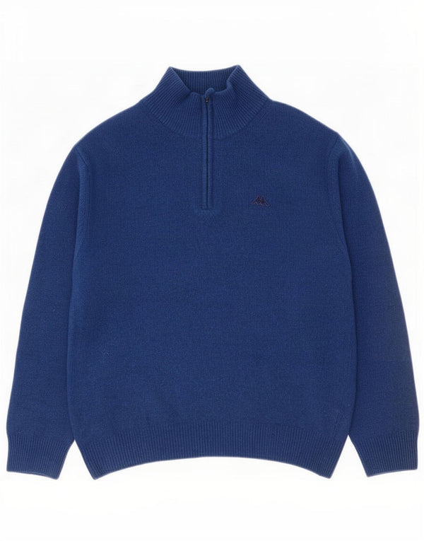 Maglione Kappa da uomo con zip e collo grande in lana blu navy