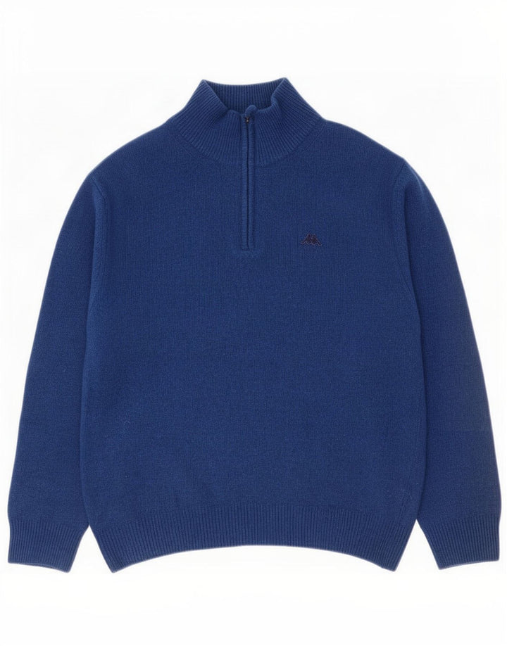 Maglione Kappa da uomo con zip e collo grande in lana blu navy