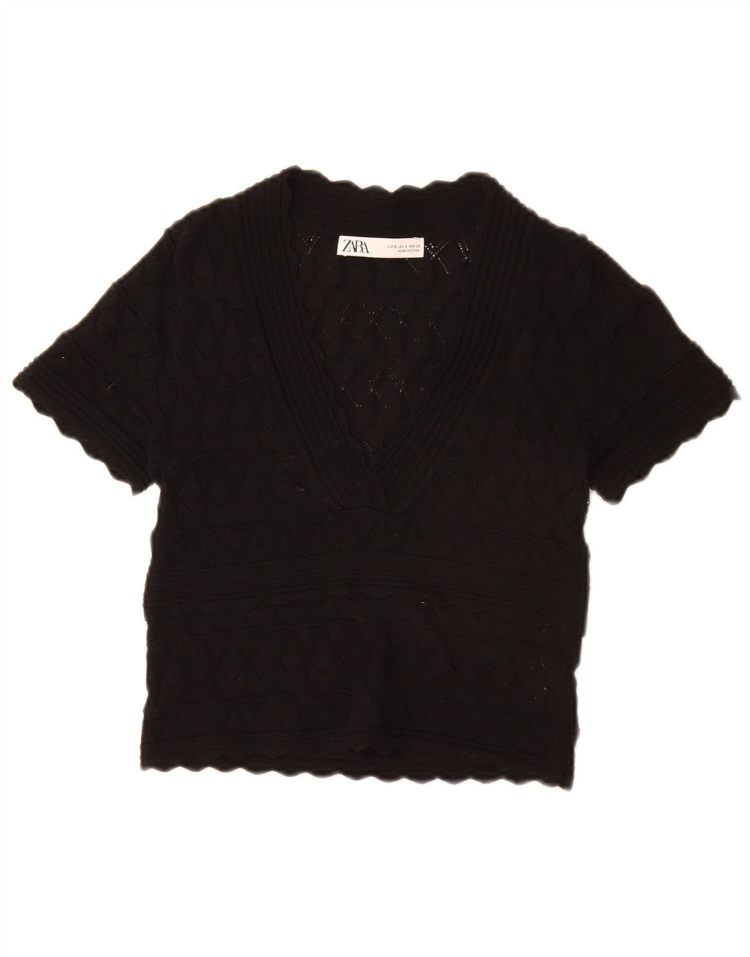 Top corto in camicetta corta da donna Zara UK 10 piccolo in viscosa nera