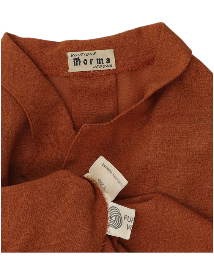 Camicetta Camicia Vintage da Donna IT 46 Large Marrone Lana Vergine
