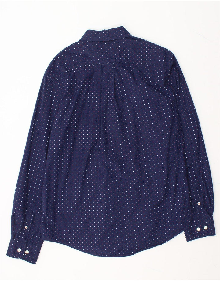 TOMMY HILFIGER Mens Shirt Medium Navy Blue Spotted Cotton Vintage Tommy Hilfiger and Second-Hand Tommy Hilfiger from Messina Hembry 