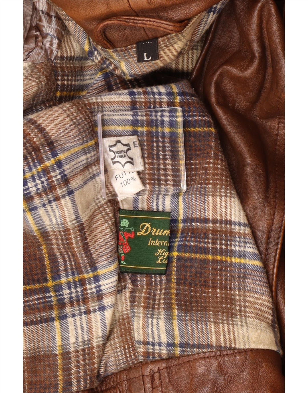 Giacca in pelle vintage da uomo UK 40 grande in pelle marrone