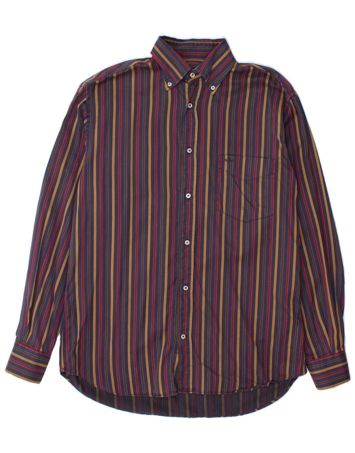 PAUL & SHARK Mens Shirt Medium Navy Blue Striped Cotton Vintage Paul & Shark and Second-Hand Paul & Shark from Messina Hembry 