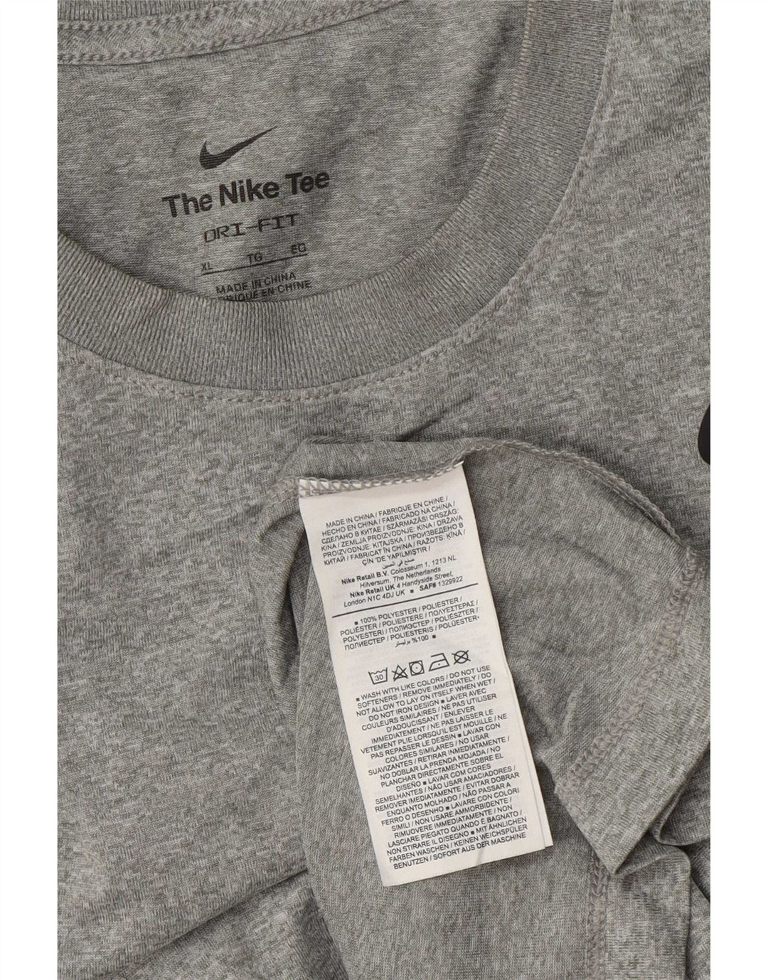 Maglia Nike Dri Fit da uomo a maniche lunghe XL in poliestere chiazzato grigio