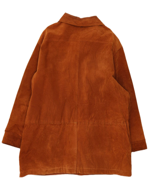Soprabito vintage da uomo in pelle scamosciata UK 44 2XL Marrone