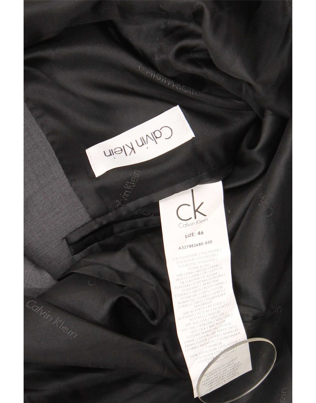 Giacca blazer a 2 bottoni da uomo Calvin Klein IT 46 piccola poliestere grigio
