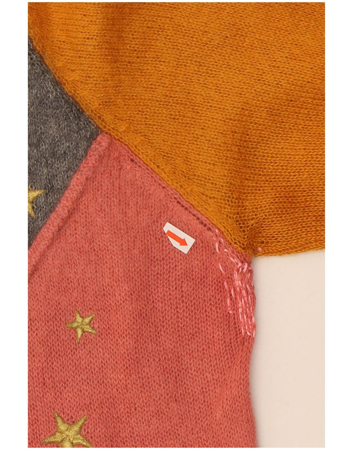 Maglione girocollo da donna vintage IT 42 Colorblock rosa medio