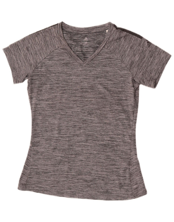 T-shirt Adidas Climalite da donna Top UK 12 Poliestere chiazzato grigio medio