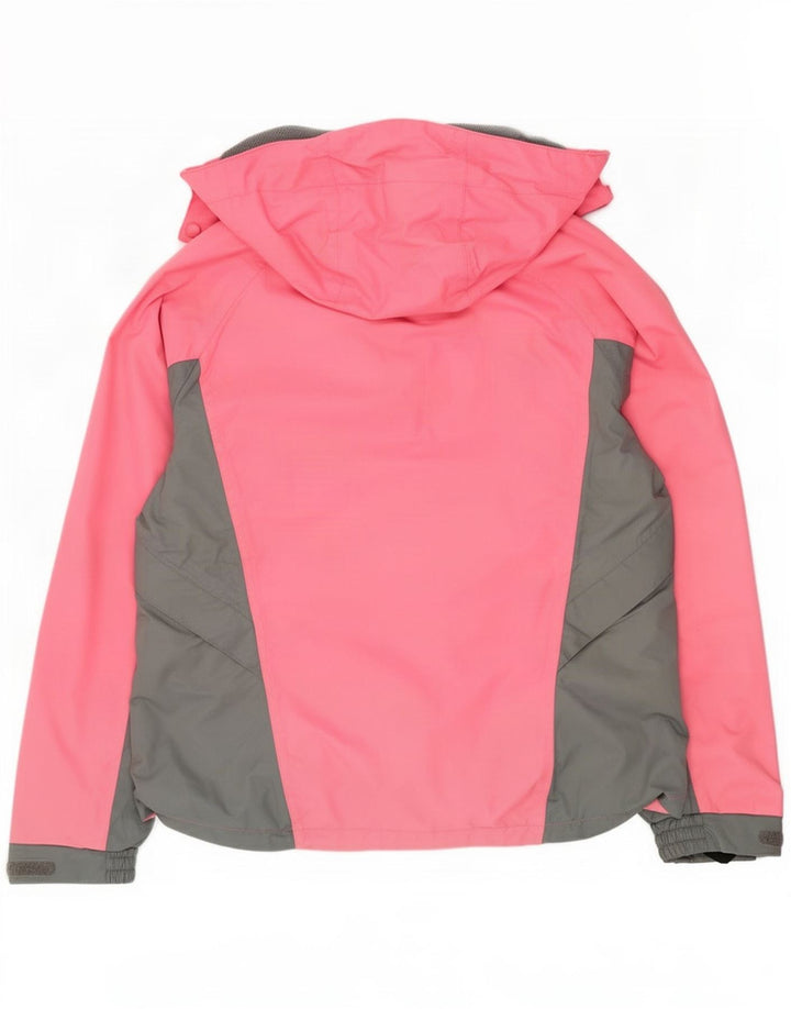 Giacca da sci vintage da donna con cappuccio UK 12 Poliammide color block rosa medio