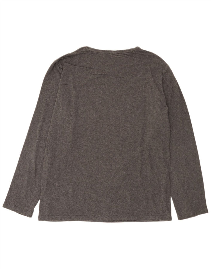 Hugo Boss Top grafico da uomo a maniche lunghe in cotone grigio medio