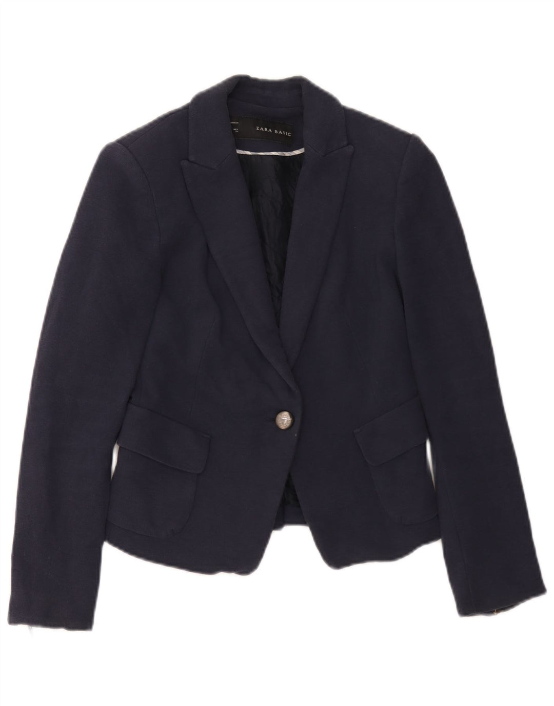 Giacca blazer a 1 bottone da donna Zara UK 6 XS cotone blu navy