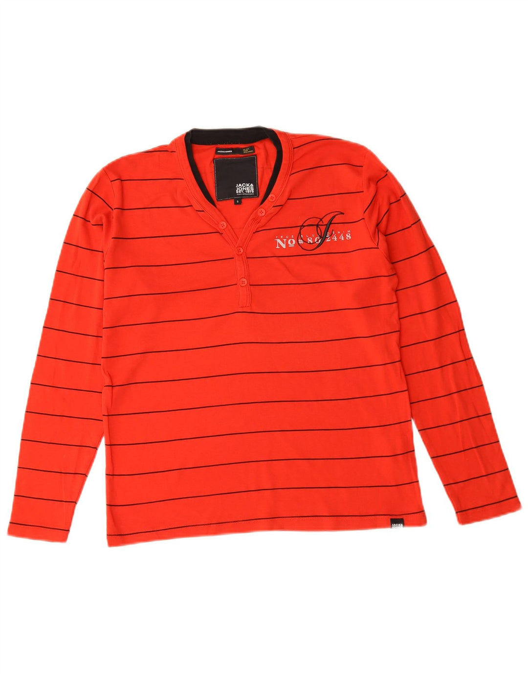 Jack & Jones Top da uomo a maniche lunghe in cotone a righe piccole rosse