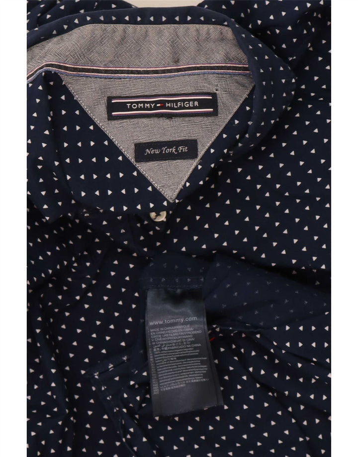 Camicia da uomo Tommy Hilfiger Cotone geometrico medio blu navy