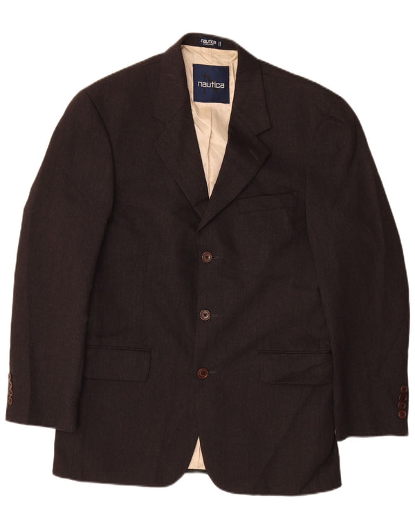 NAUTICA Giacca blazer a 3 bottoni da uomo UK 38 Lana grigio medio