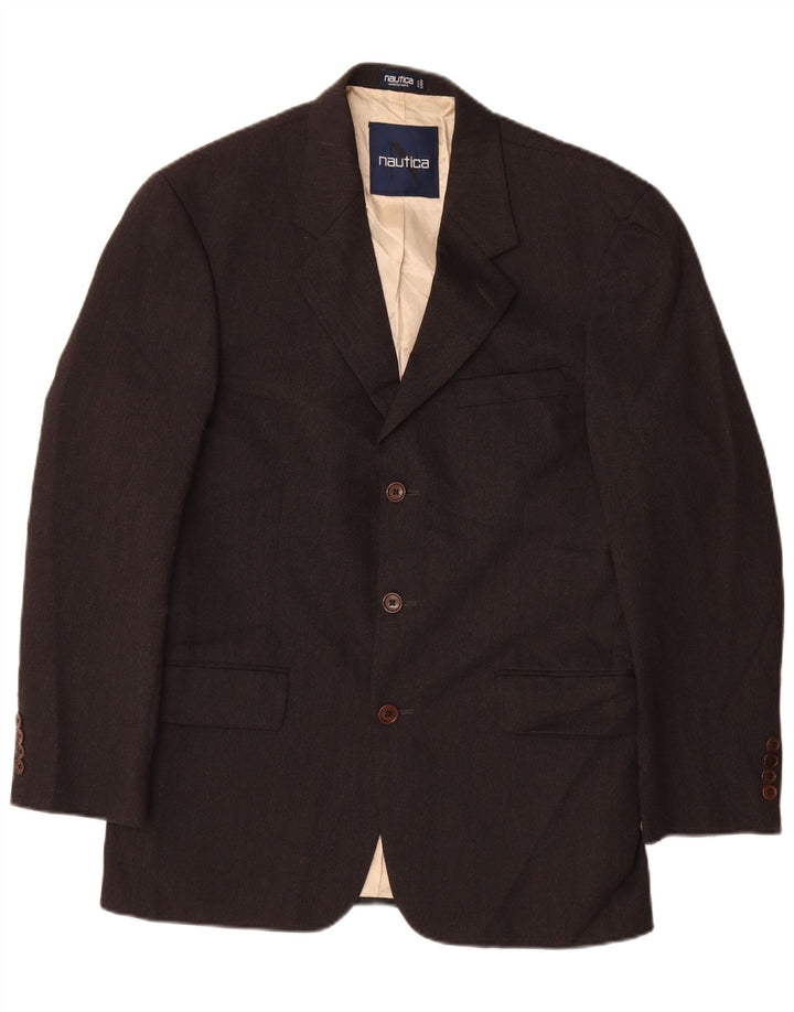 NAUTICA Giacca blazer a 3 bottoni da uomo UK 38 Lana grigio medio