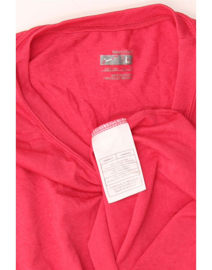 NIKE Womens T-Shirt Top US 12/14 Large Red Polyester Vintage Nike and Second-Hand Nike from Messina Hembry 