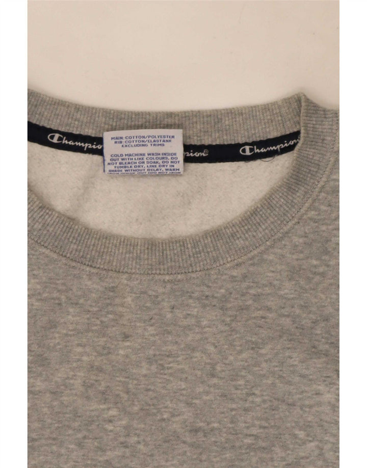 Felpa grafica da uomo Champion, maglione grande, cotone chiazzato grigio