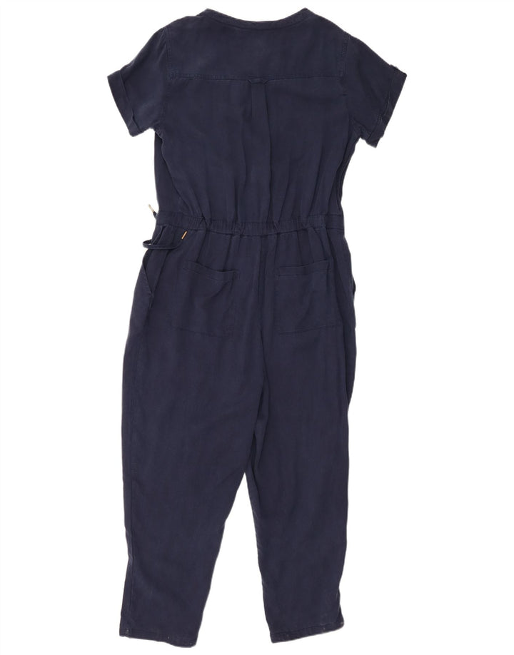 FAT FACE Womens Jumpsuit UK 12 Medium Navy Blue Lyocell