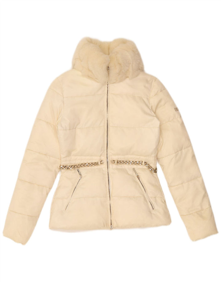 Piumino Donna Elisabetta Franchi IT 42 Medio Off White Nylon
