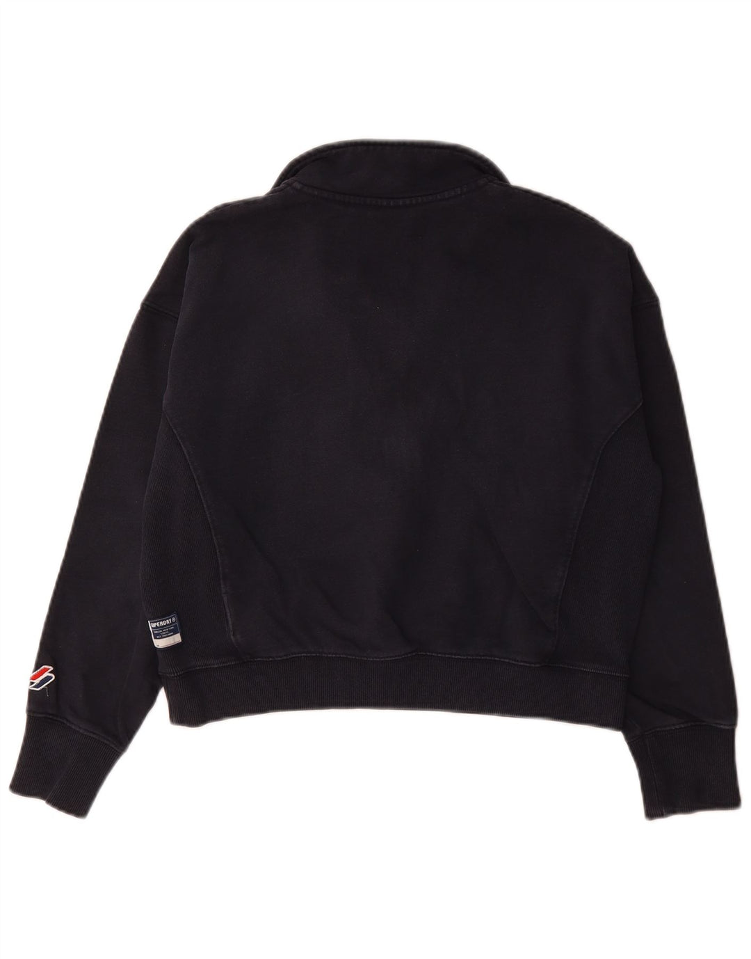 Felpa da donna Superdry con collo corto e zip, maglione UK 12 medio blu navy