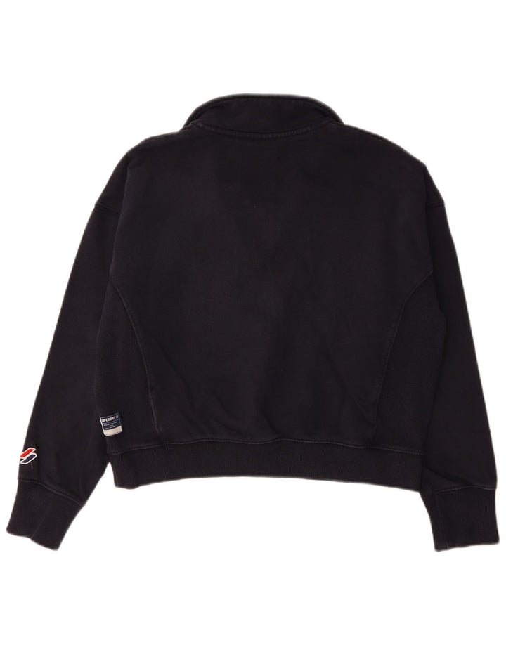 Felpa da donna Superdry con collo corto e zip, maglione UK 12 medio blu navy