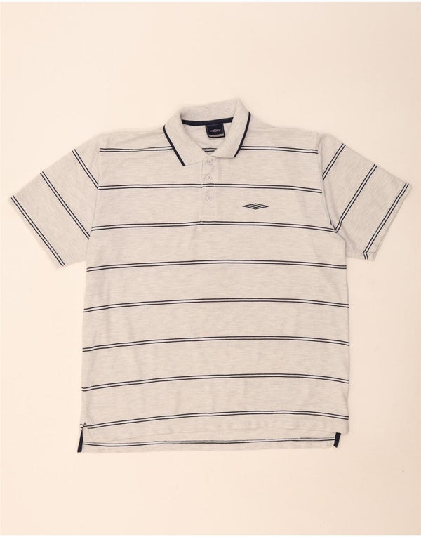 Polo Umbro da uomo XL in poliestere a righe grigie