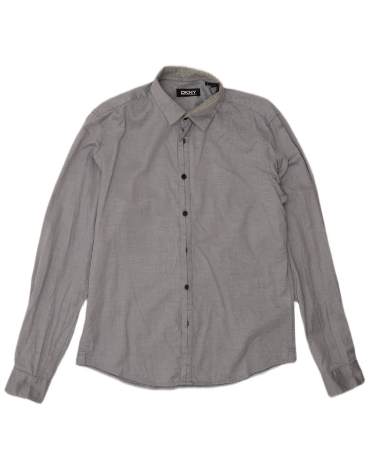 Camicia da uomo Dkny grande in cotone grigio