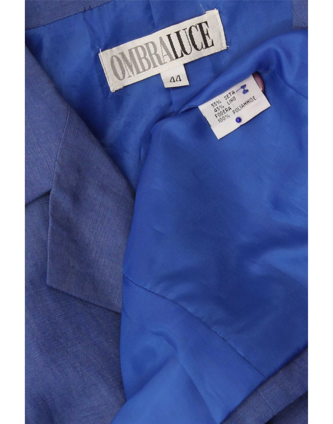 Giacca Blazer 3 Bottoni Ombraluce Donna IT 44 Blu Medio Seta