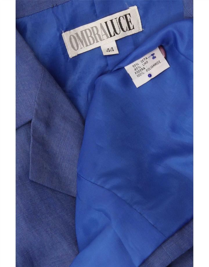 Giacca Blazer 3 Bottoni Ombraluce Donna IT 44 Blu Medio Seta