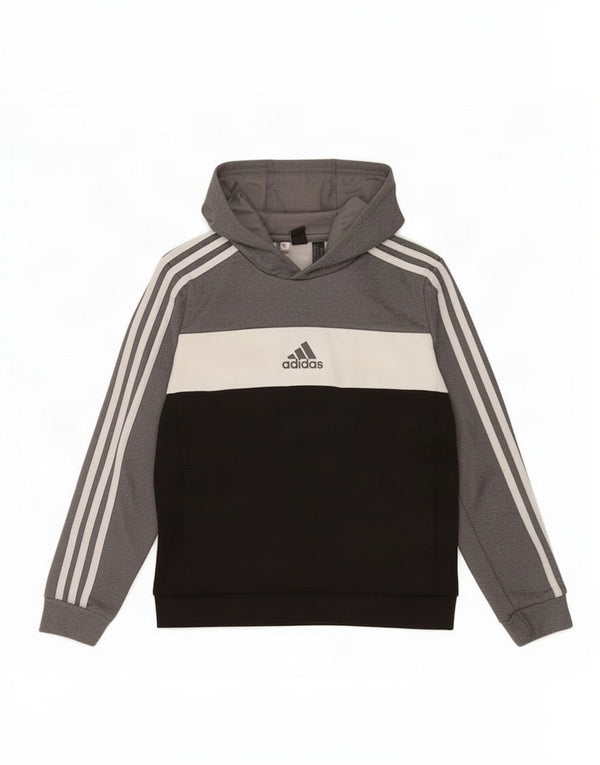 Felpa con cappuccio da ragazzo Adidas 11-12 anni Poliestere color block grigio