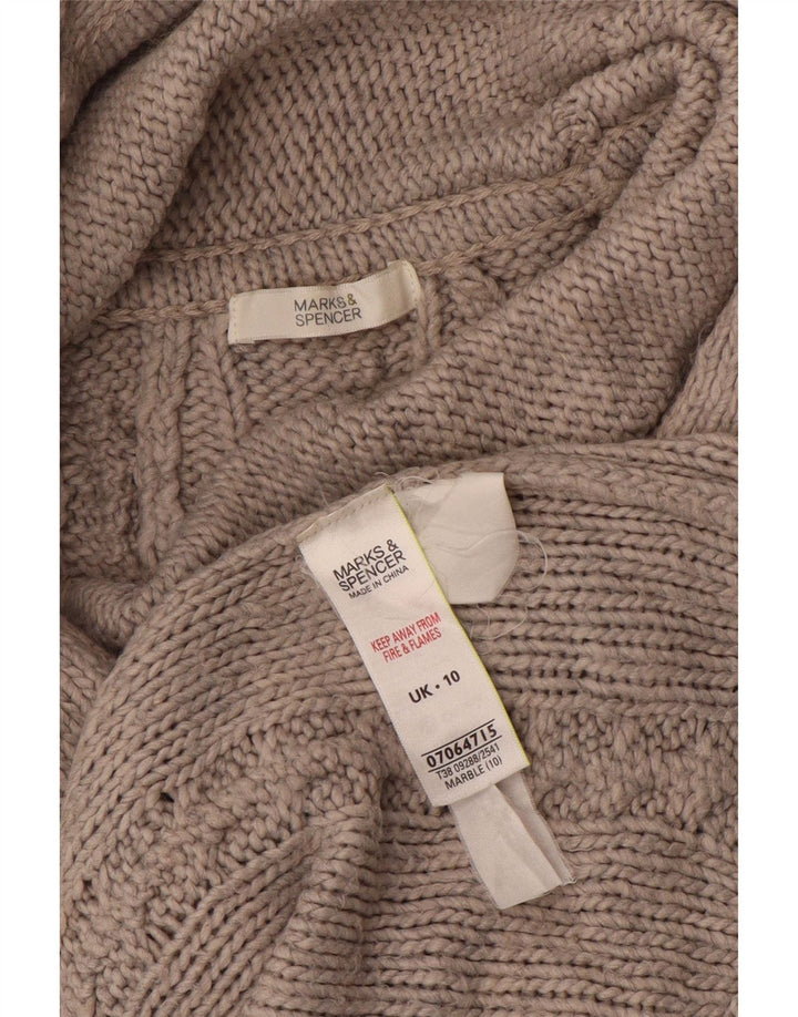 Maglione maglione a collo alto da donna Marks & Spencer UK 10 piccolo acrilico grigio