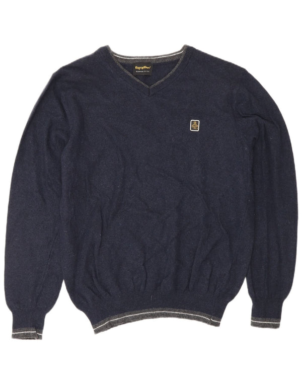 REFRIGIWEAR Maglione da donna con scollo a V UK 16 Large in lana blu navy