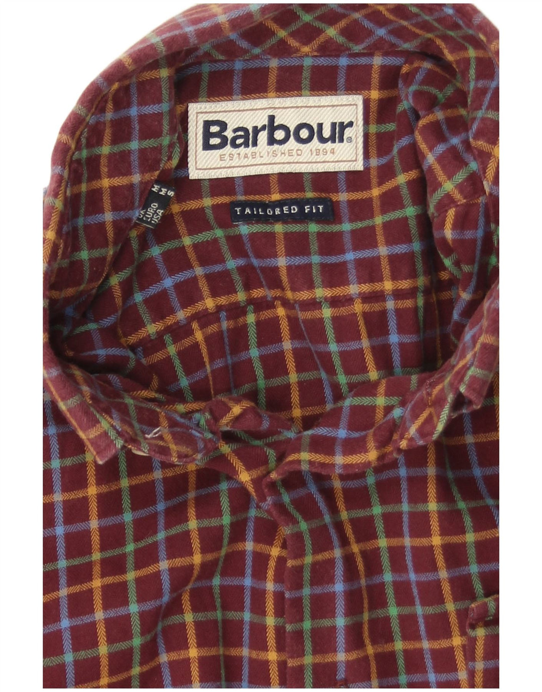Camicia di flanella da uomo Barbour su misura a quadri bordeaux medio