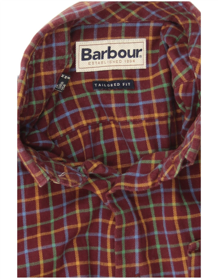 Camicia di flanella da uomo Barbour su misura a quadri bordeaux medio