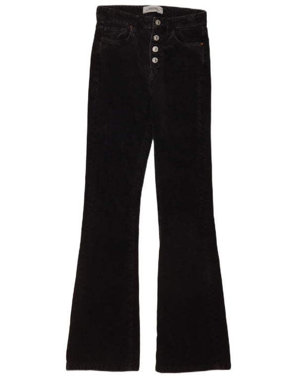 Pantaloni svasati in velluto a coste da donna Zara EU 34 2XS W24 L31 Neri